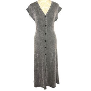 Caution To The Wind Rib Knit Midi Maxi Dress Stripe Black White XS? S?